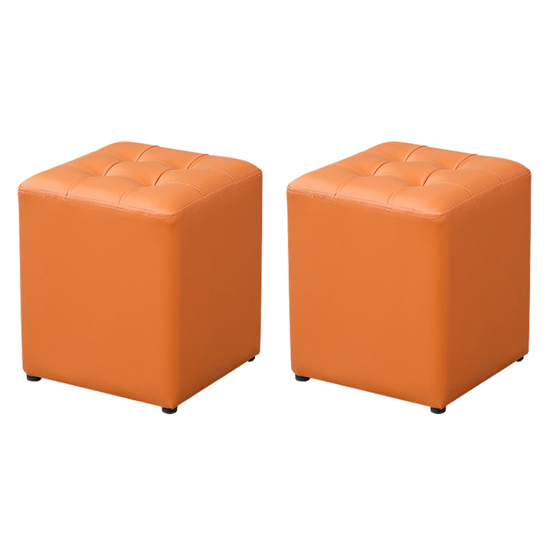 Modern Water Cube Stain Resistant Solid Color Leather Indoor Pouf