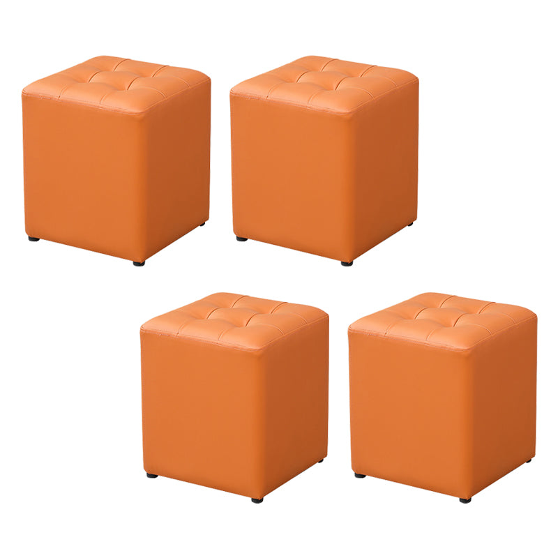Modern Water Cube Stain Resistant Solid Color Leather Indoor Pouf