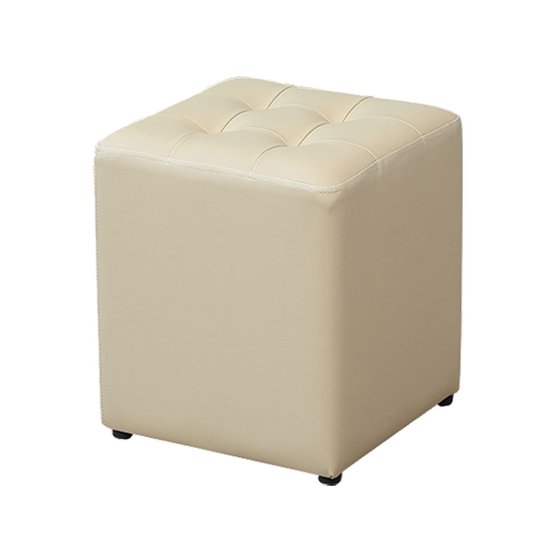 Modern Water Cube Stain Resistant Solid Color Leather Indoor Pouf