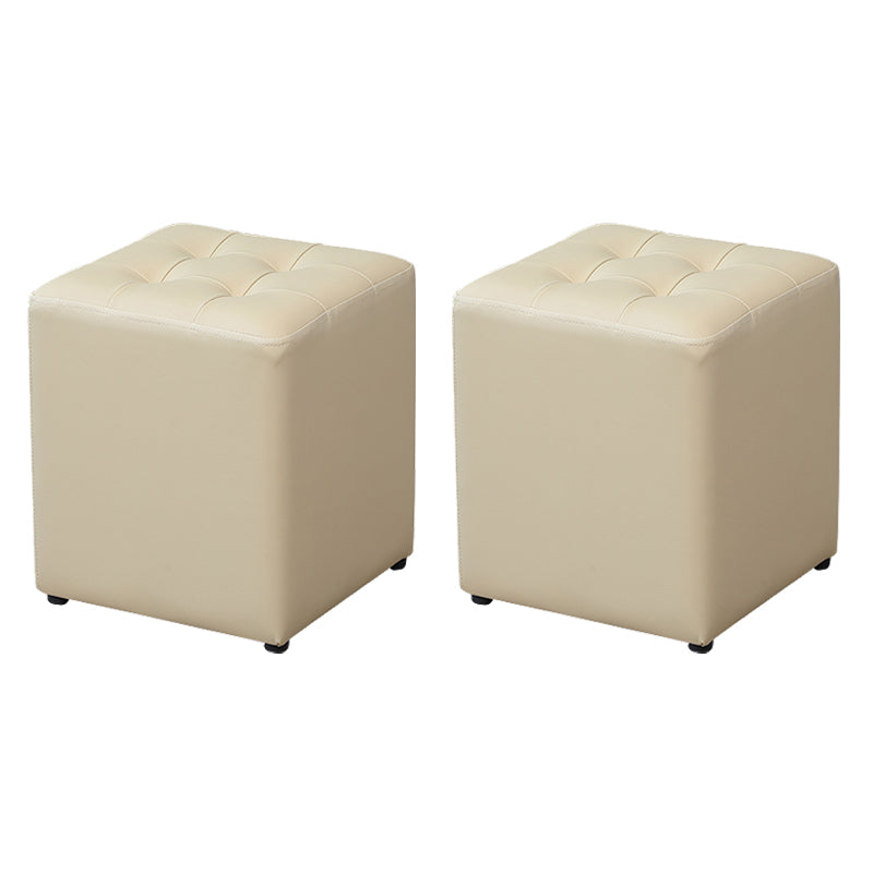 Modern Water Cube Stain Resistant Solid Color Leather Indoor Pouf