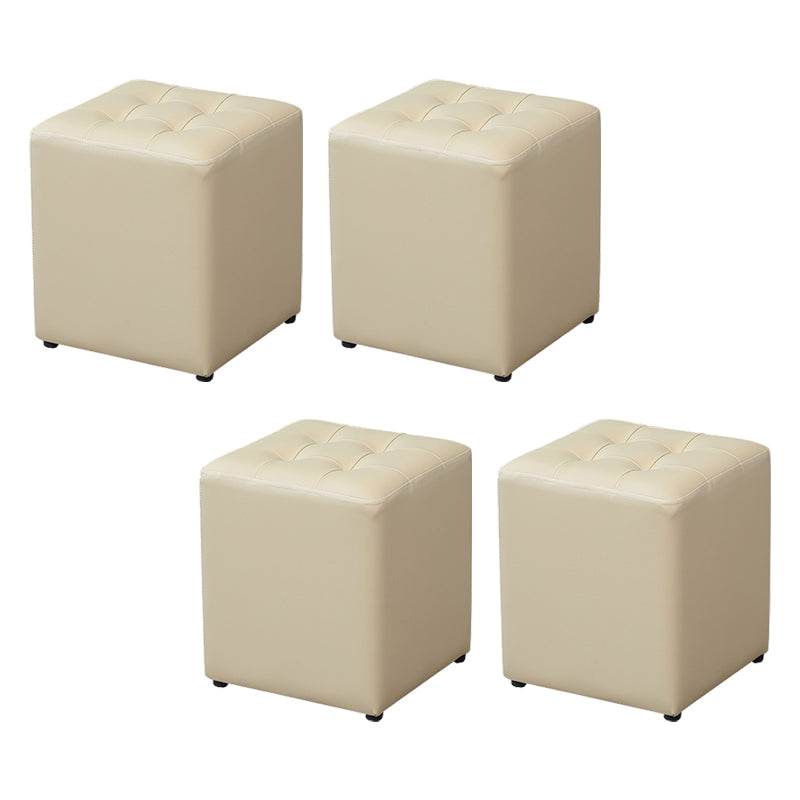 Modern Water Cube Stain Resistant Solid Color Leather Indoor Pouf