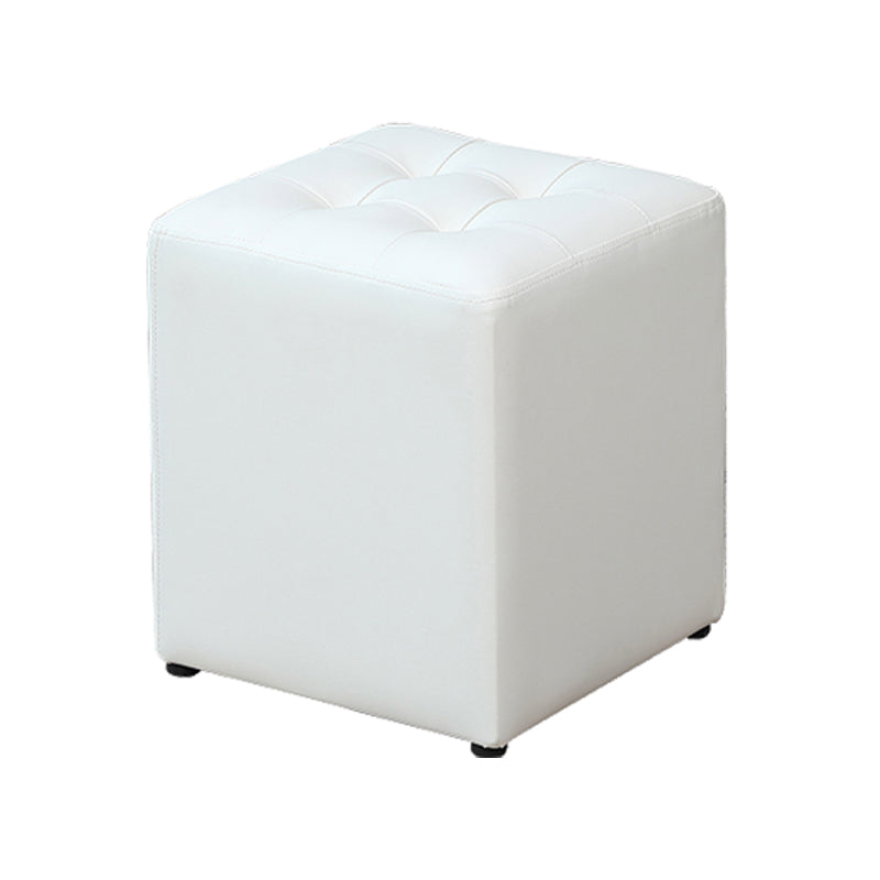 Modern Water Cube Stain Resistant Solid Color Leather Indoor Pouf