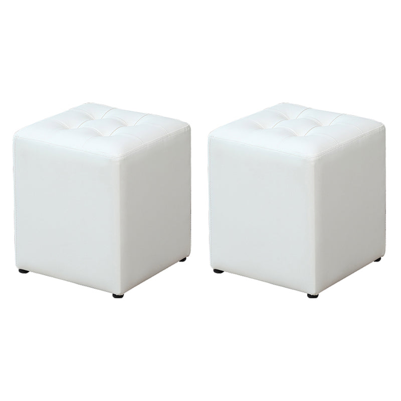 Modern Water Cube Stain Resistant Solid Color Leather Indoor Pouf