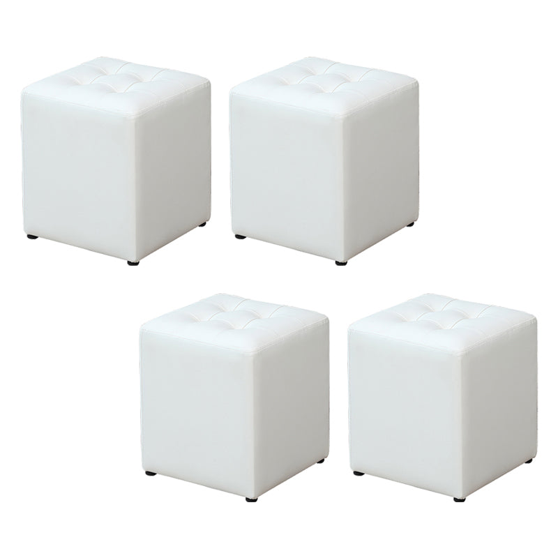 Modern Water Cube Stain Resistant Solid Color Leather Indoor Pouf