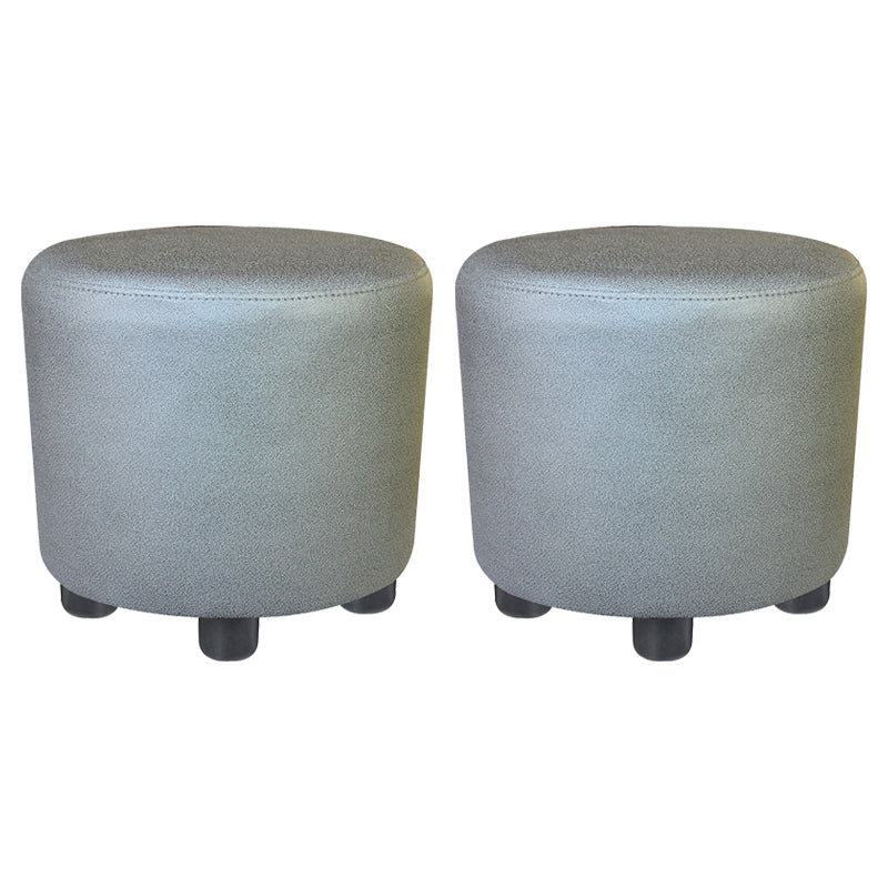 Modern Contrast Color Pouf Chair Round Cotton Stain Resistant Footstool Ottoman