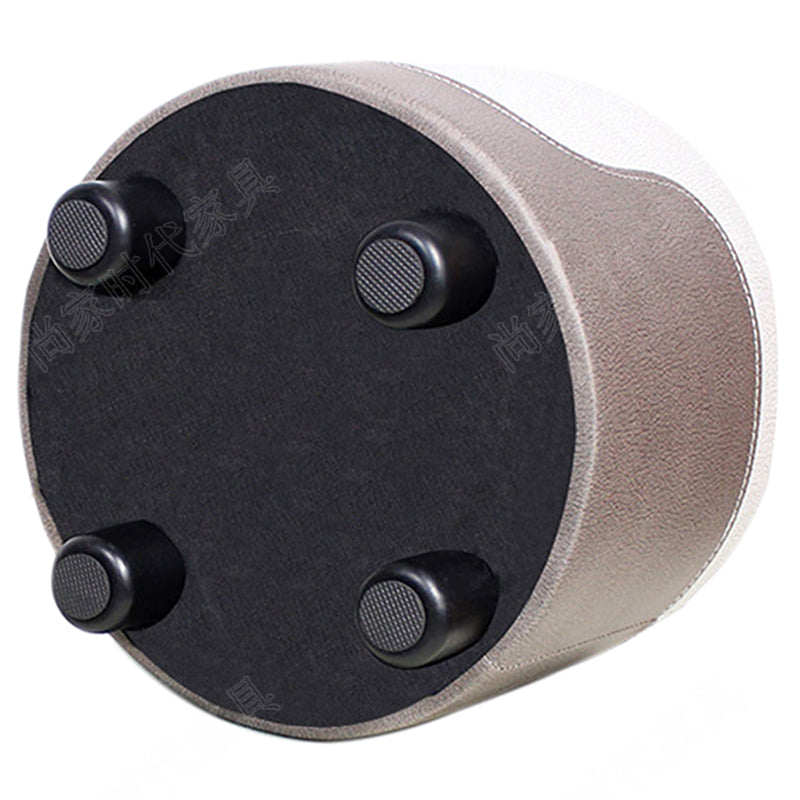 Modern Contrast Color Pouf Chair Round Cotton Stain Resistant Footstool Ottoman