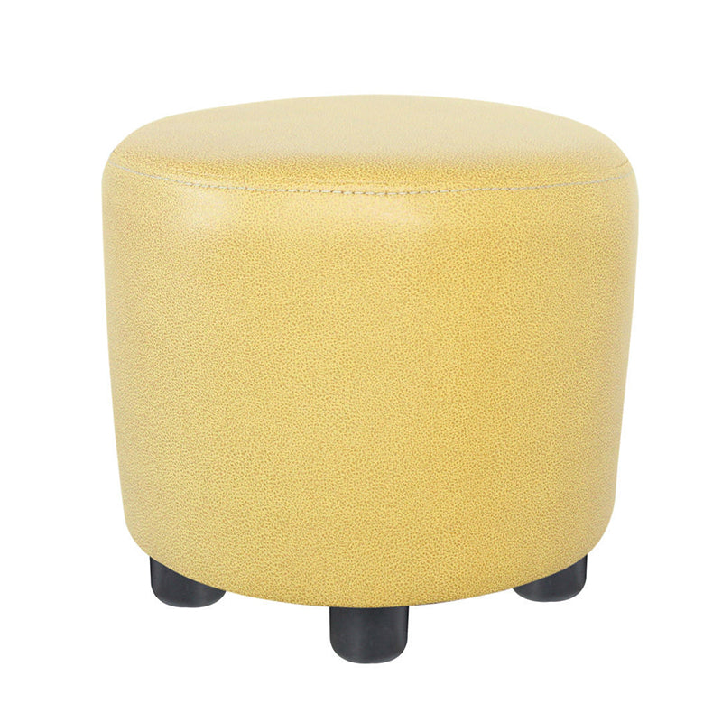 Modern Contrast Color Pouf Chair Round Cotton Stain Resistant Footstool Ottoman