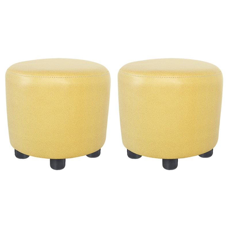 Modern Contrast Color Pouf Chair Round Cotton Stain Resistant Footstool Ottoman