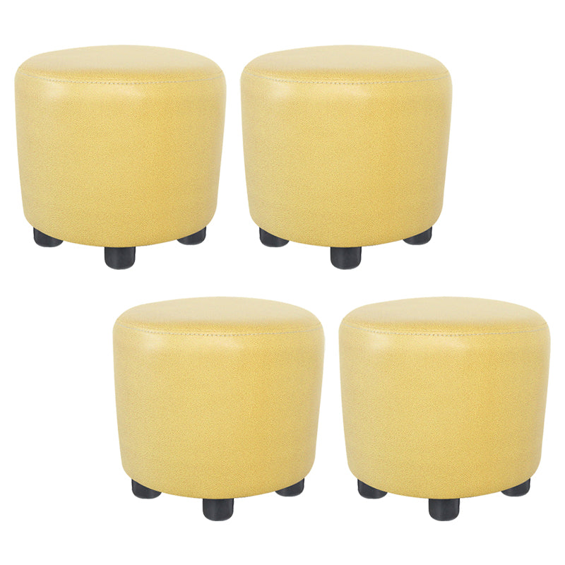 Modern Contrast Color Pouf Chair Round Cotton Stain Resistant Footstool Ottoman