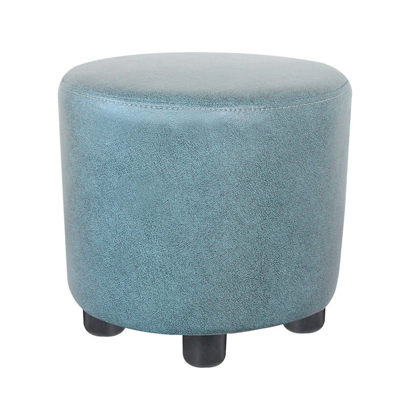 Modern Contrast Color Pouf Chair Round Cotton Stain Resistant Footstool Ottoman