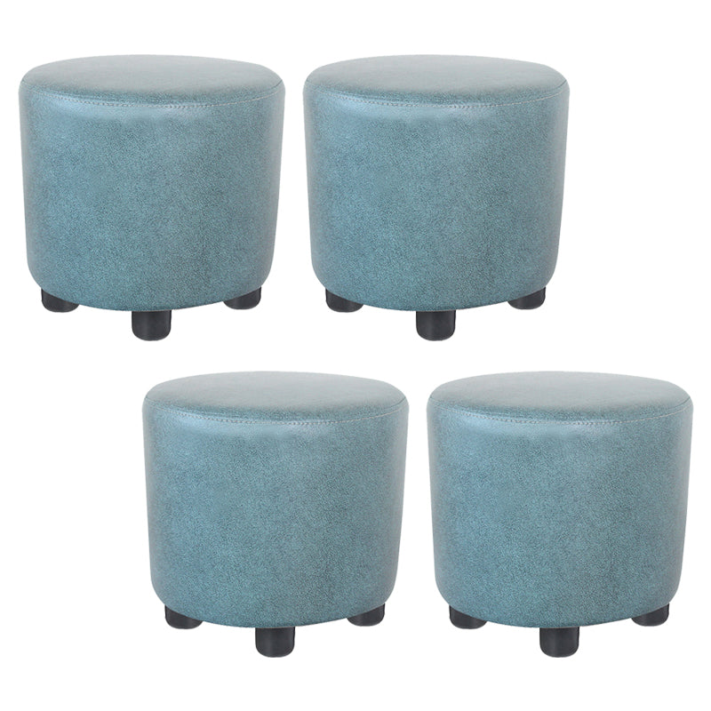 Modern Contrast Color Pouf Chair Round Cotton Stain Resistant Footstool Ottoman