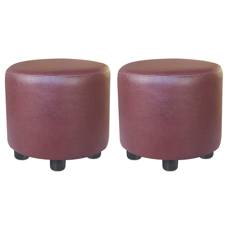 Modern Contrast Color Pouf Chair Round Cotton Stain Resistant Footstool Ottoman