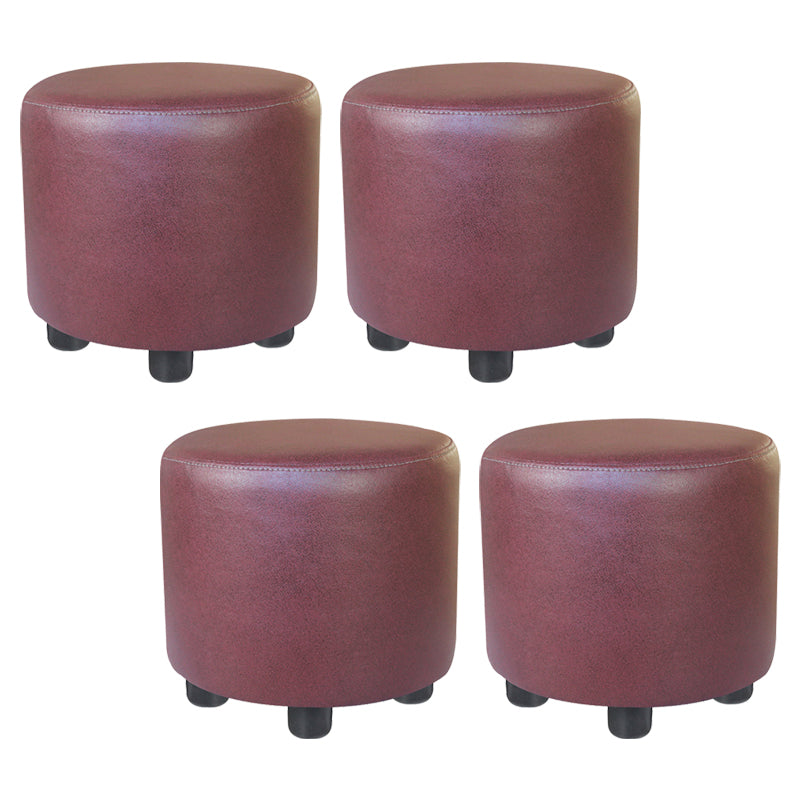 Modern Contrast Color Pouf Chair Round Cotton Stain Resistant Footstool Ottoman