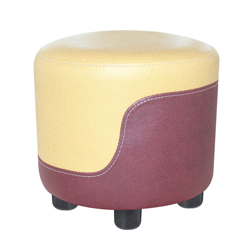 Modern Contrast Color Pouf Chair Round Cotton Stain Resistant Footstool Ottoman