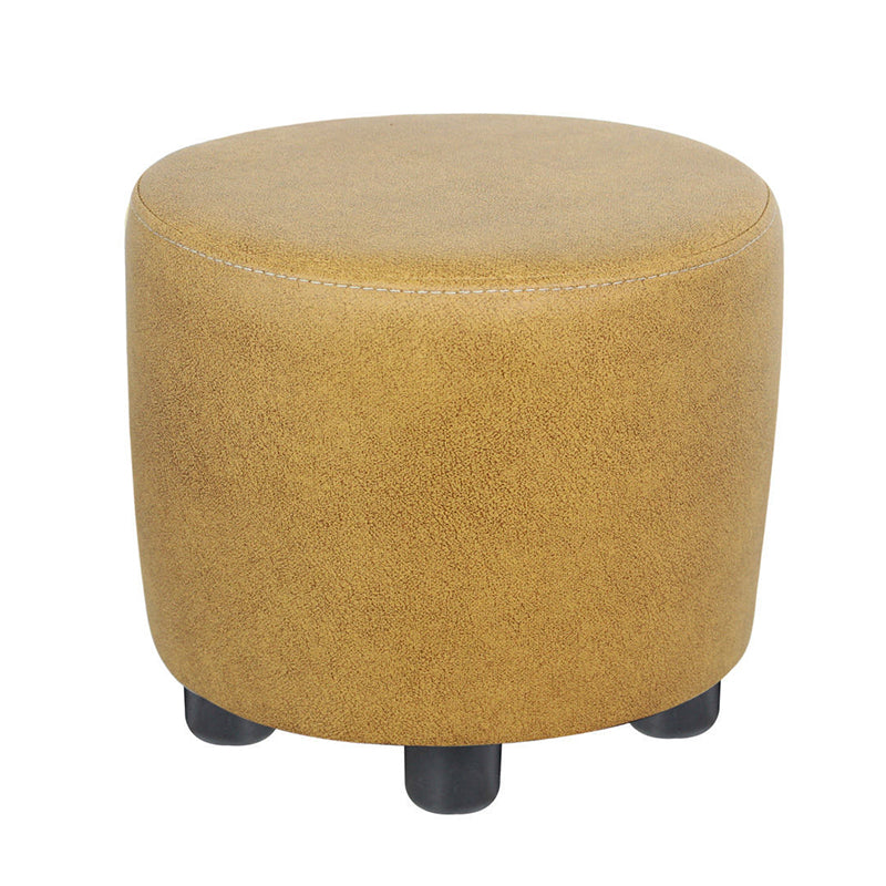 Modern Contrast Color Pouf Chair Round Cotton Stain Resistant Footstool Ottoman