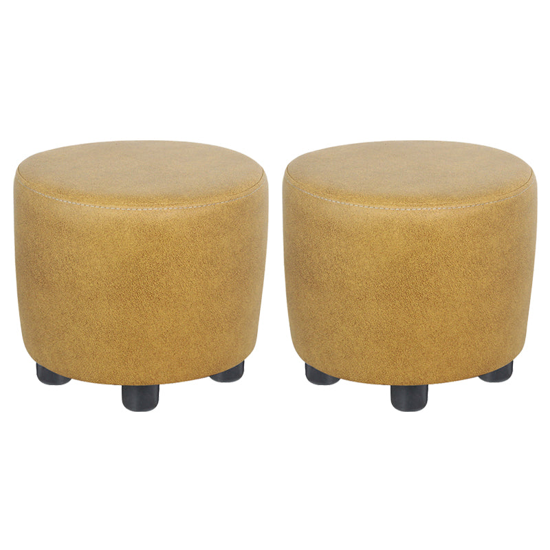 Modern Contrast Color Pouf Chair Round Cotton Stain Resistant Footstool Ottoman