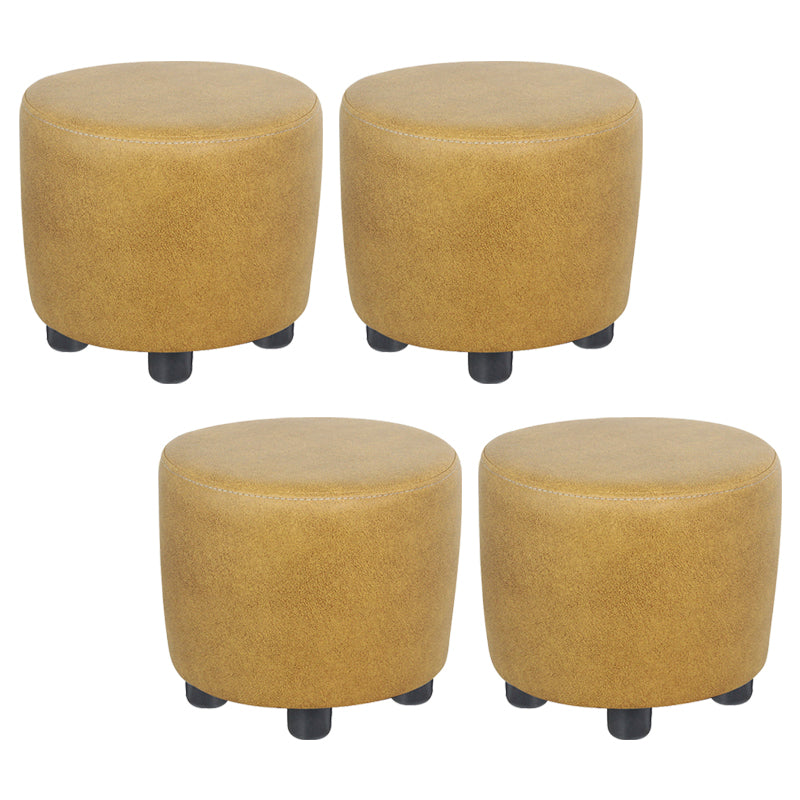 Modern Contrast Color Pouf Chair Round Cotton Stain Resistant Footstool Ottoman