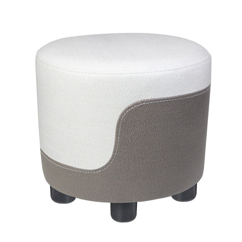 Modern Contrast Color Pouf Chair Round Cotton Stain Resistant Footstool Ottoman