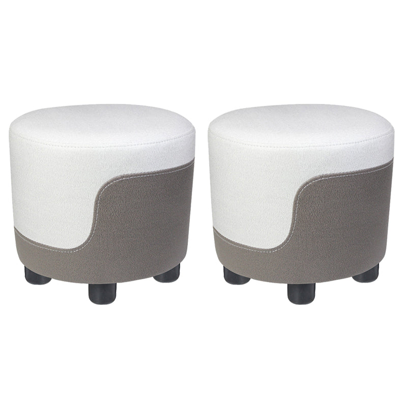 Modern Contrast Color Pouf Chair Round Cotton Stain Resistant Footstool Ottoman