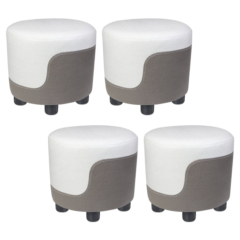Modern Contrast Color Pouf Chair Round Cotton Stain Resistant Footstool Ottoman