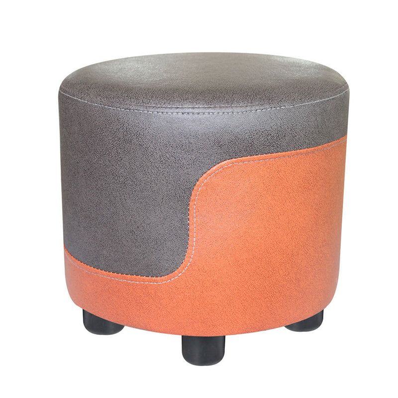 Modern Contrast Color Pouf Chair Round Cotton Stain Resistant Footstool Ottoman