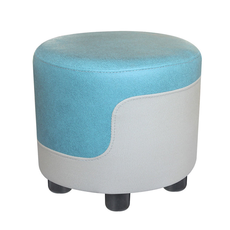 Modern Contrast Color Pouf Chair Round Cotton Stain Resistant Footstool Ottoman