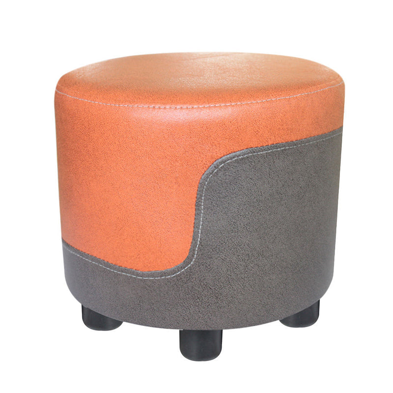 Modern Contrast Color Pouf Chair Round Cotton Stain Resistant Footstool Ottoman