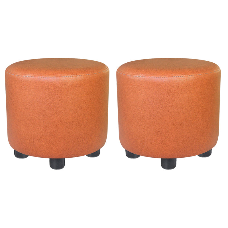 Modern Contrast Color Pouf Chair Round Cotton Stain Resistant Footstool Ottoman