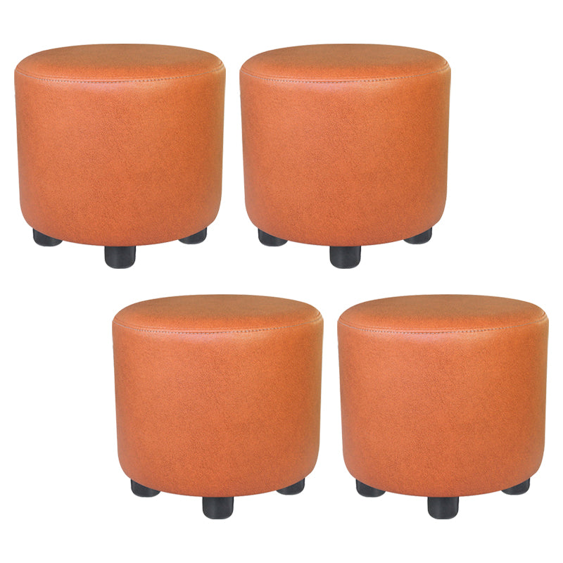 Modern Contrast Color Pouf Chair Round Cotton Stain Resistant Footstool Ottoman