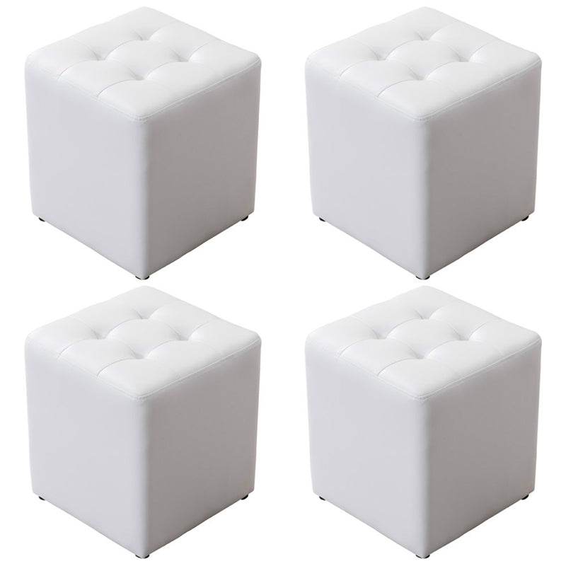 Water Resistant Round Standard Modern Solid Color Leather Pouf