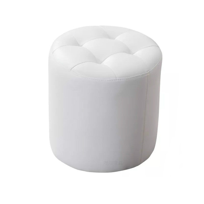 Water Resistant Round Standard Modern Solid Color Leather Pouf