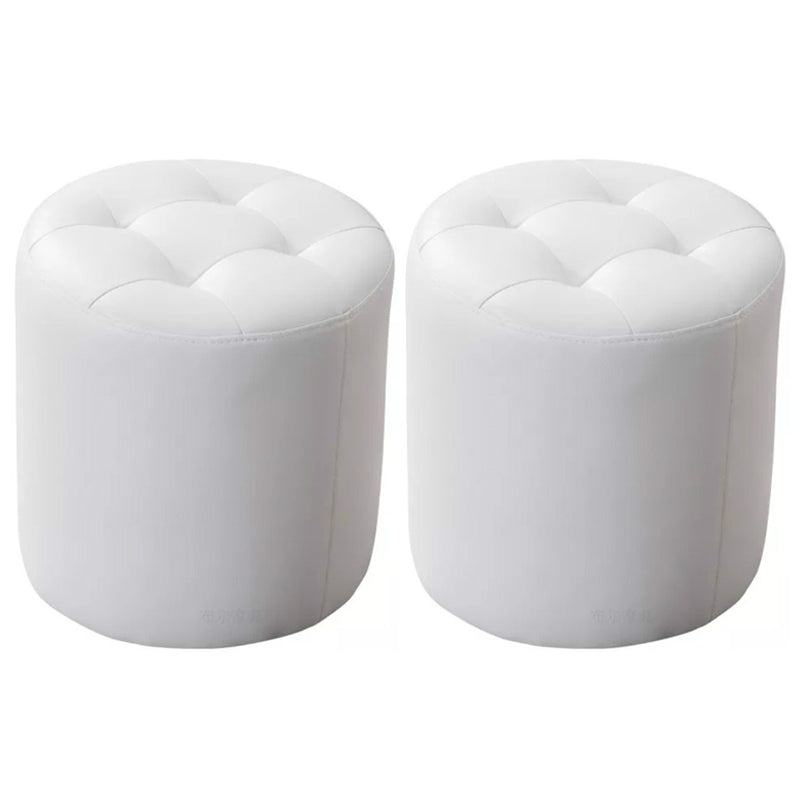 Water Resistant Round Standard Modern Solid Color Leather Pouf