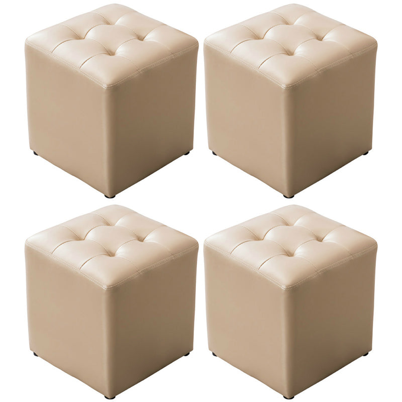 Water Resistant Round Standard Modern Solid Color Leather Pouf