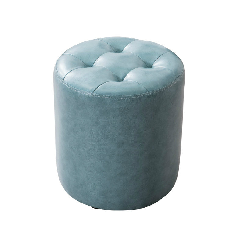 Water Resistant Round Standard Modern Solid Color Leather Pouf
