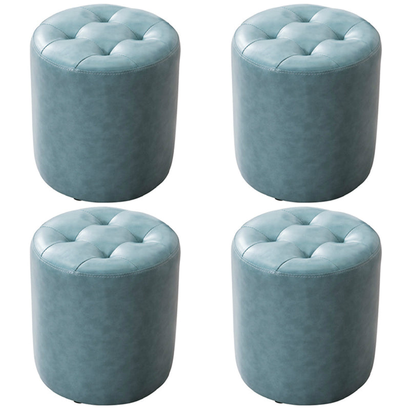 Water Resistant Round Standard Modern Solid Color Leather Pouf