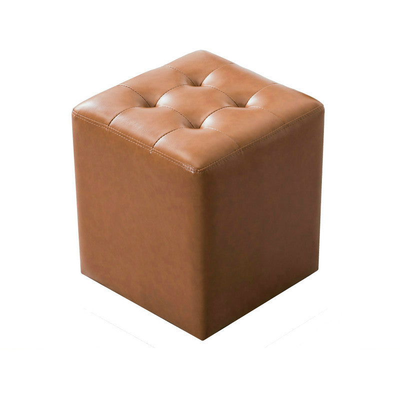 Water Resistant Round Standard Modern Solid Color Leather Pouf