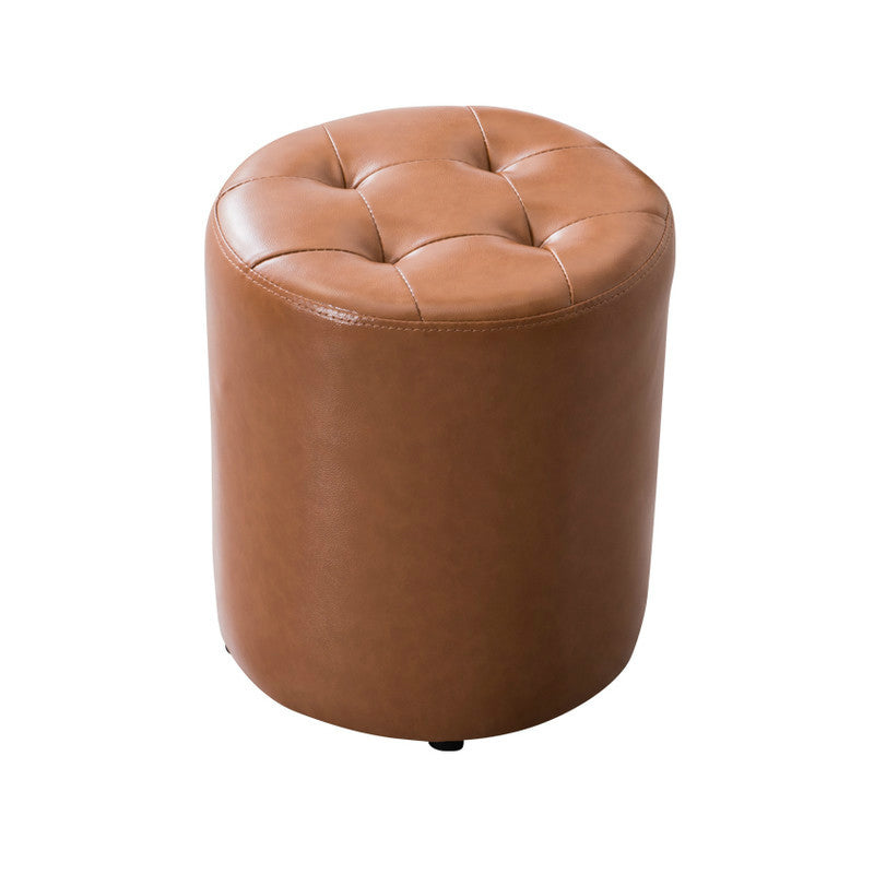 Water Resistant Round Standard Modern Solid Color Leather Pouf