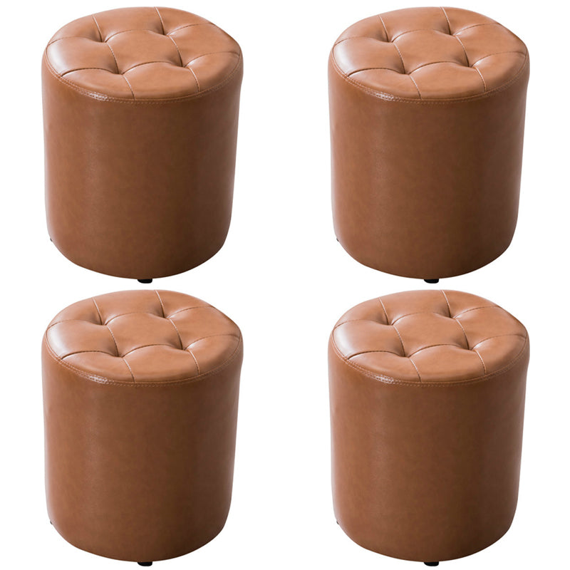Water Resistant Round Standard Modern Solid Color Leather Pouf