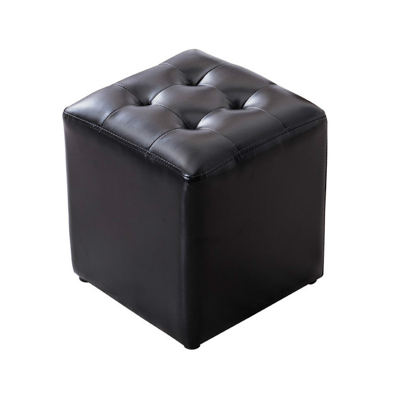 Water Resistant Round Standard Modern Solid Color Leather Pouf