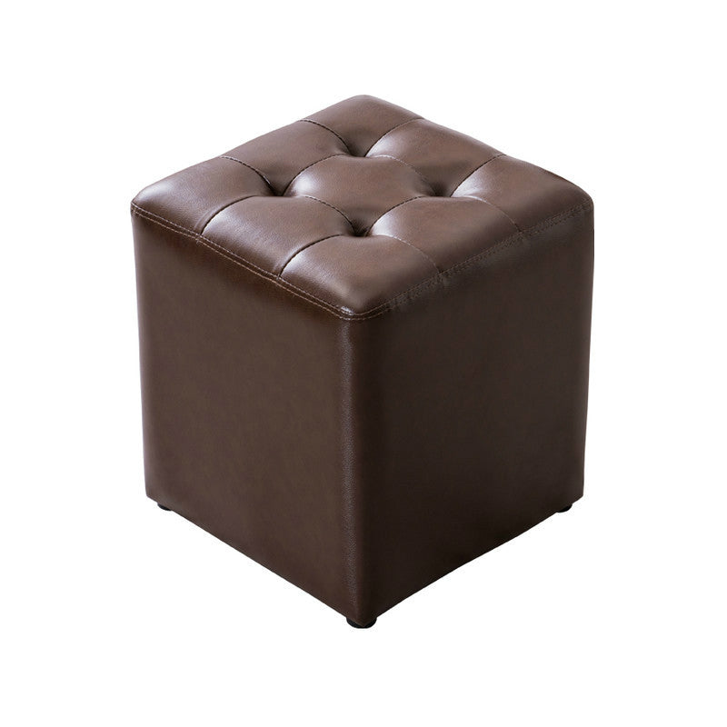 Water Resistant Round Standard Modern Solid Color Leather Pouf