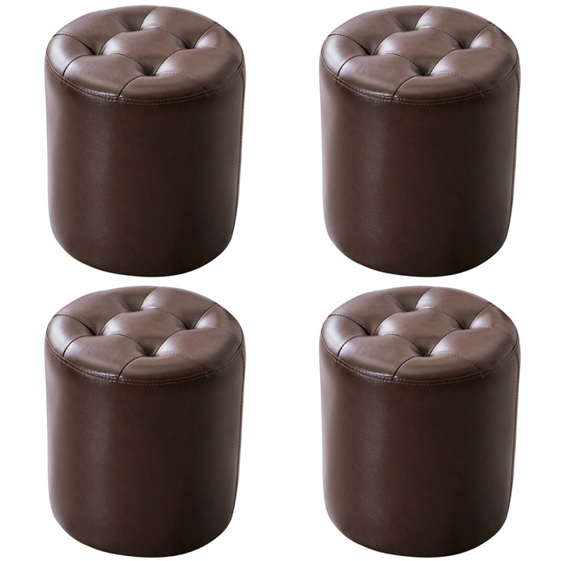 Water Resistant Round Standard Modern Solid Color Leather Pouf