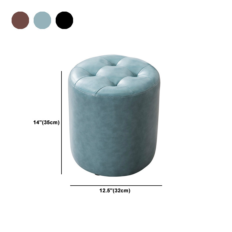 Water Resistant Round Standard Modern Solid Color Leather Pouf