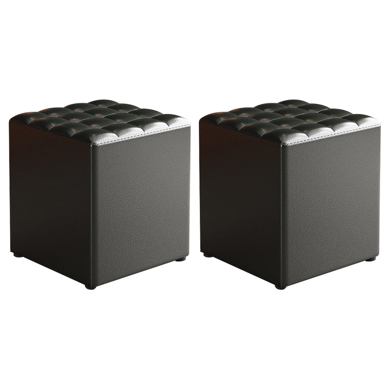 Simplicity Plain Ottoman Stool Water Resistant Genuine Leather Chair Ottoman