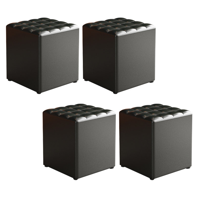 Simplicity Plain Ottoman Stool Water Resistant Genuine Leather Chair Ottoman