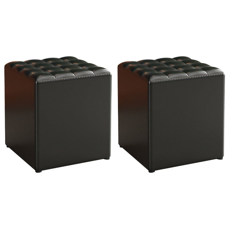 Simplicity Plain Ottoman Stool Water Resistant Genuine Leather Chair Ottoman