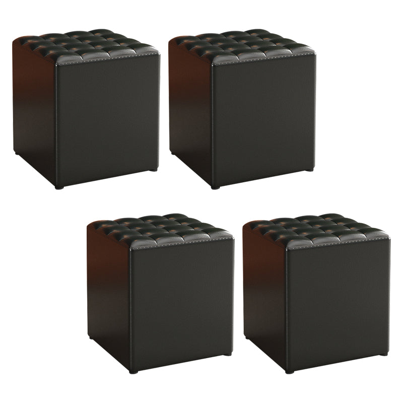 Simplicity Plain Ottoman Stool Water Resistant Genuine Leather Chair Ottoman