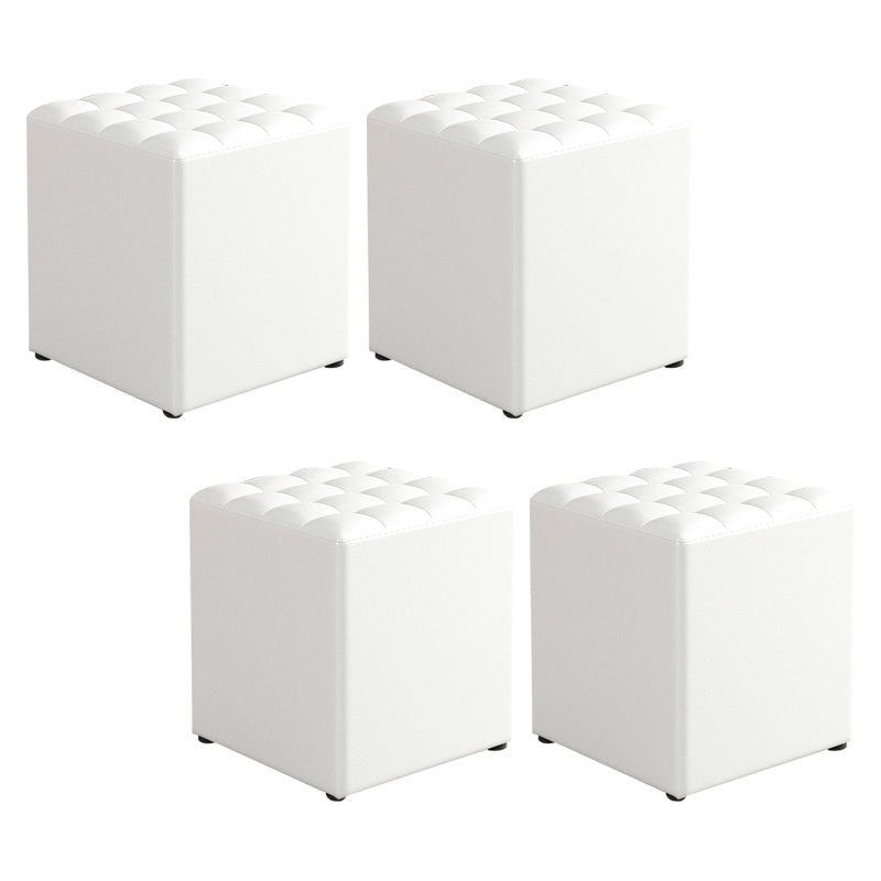 Simplicity Plain Ottoman Stool Water Resistant Genuine Leather Chair Ottoman