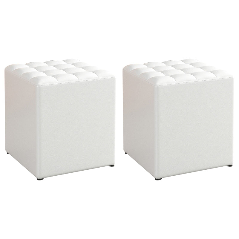 Simplicity Plain Ottoman Stool Water Resistant Genuine Leather Chair Ottoman