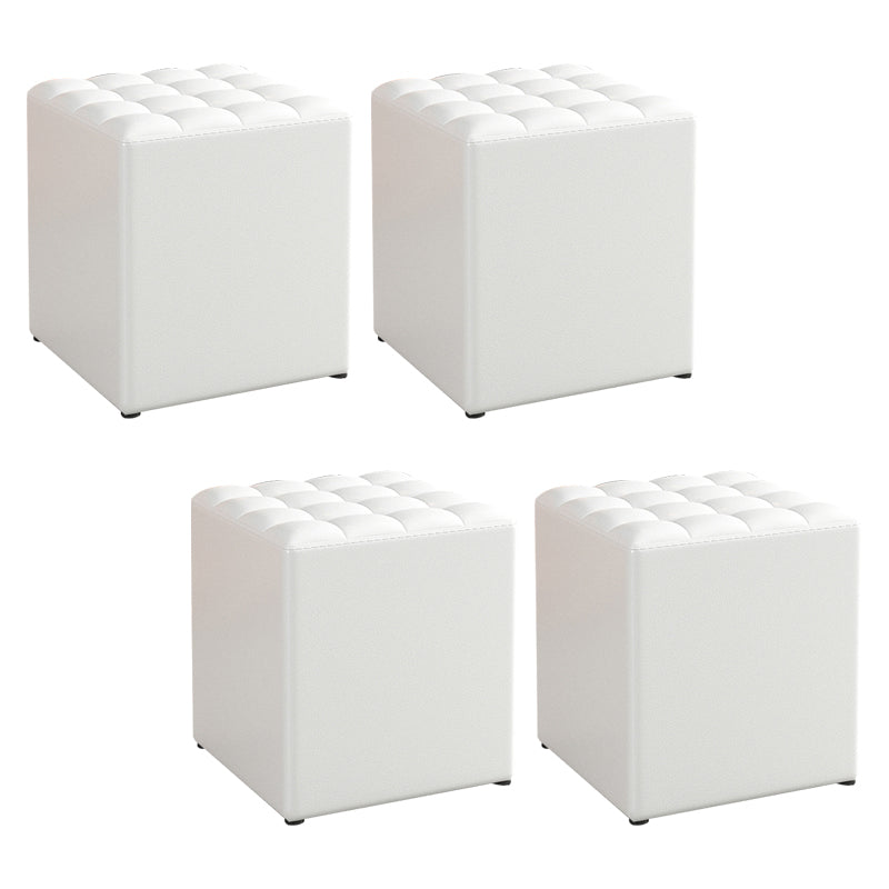 Simplicity Plain Ottoman Stool Water Resistant Genuine Leather Chair Ottoman