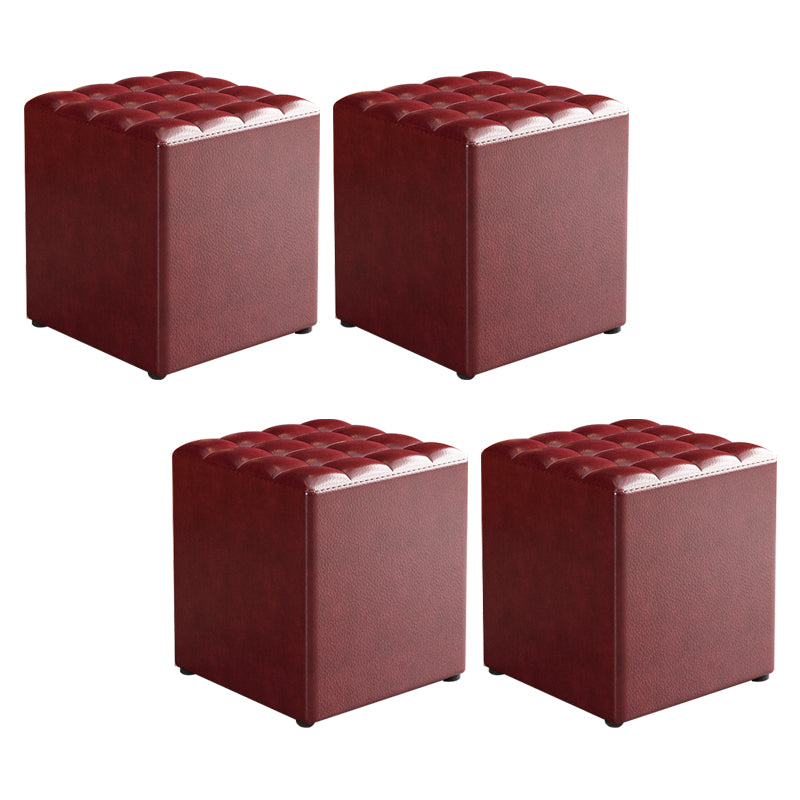 Simplicity Plain Ottoman Stool Water Resistant Genuine Leather Chair Ottoman